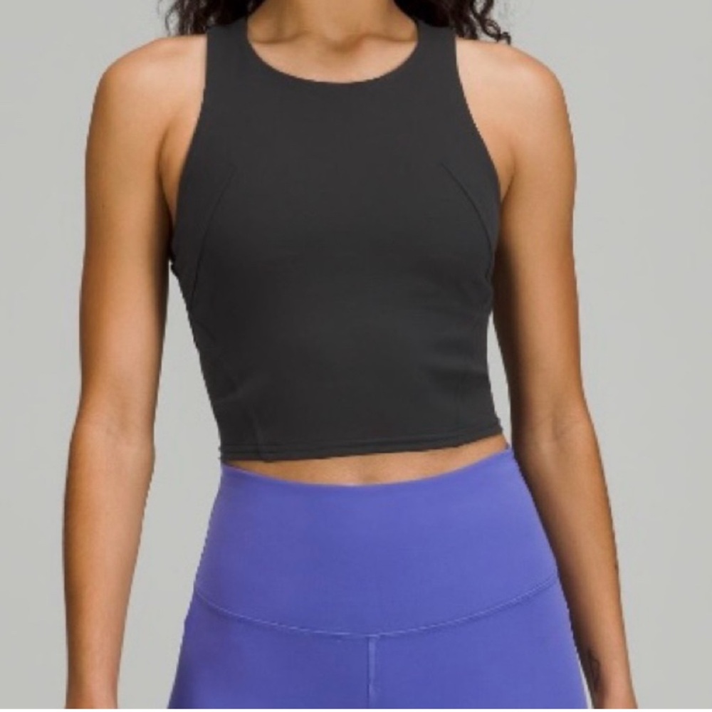 Lululemon Wonder Train Cropped Tank Black Top Size 4